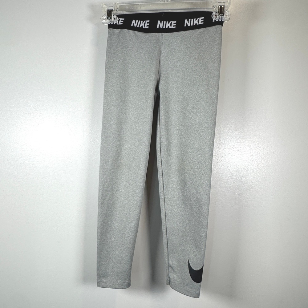 Nike Girls 6X Gray Heathered Dri-FIT One Leggings Athletic‎ Training Tight
